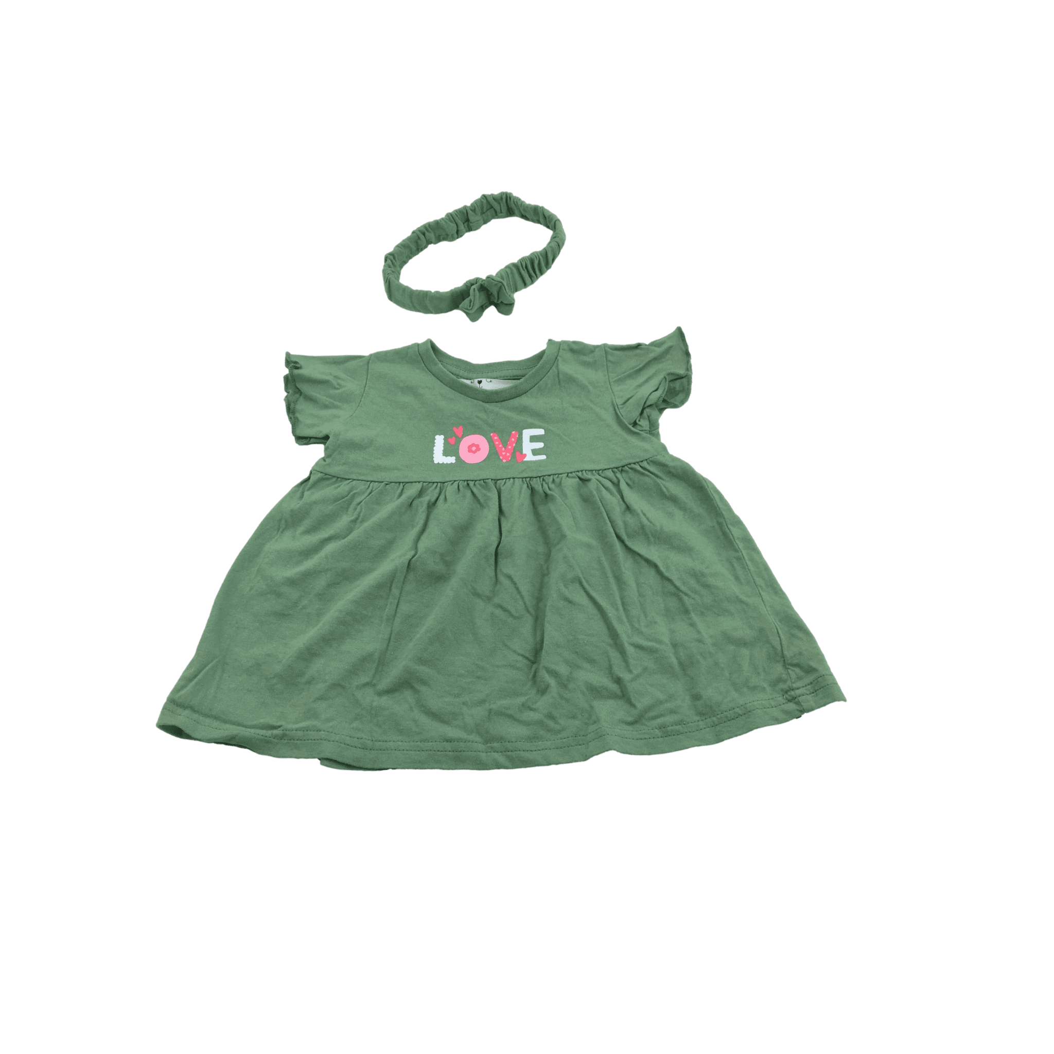3-6M Green Babydoll Dress & Headband - Mr Price