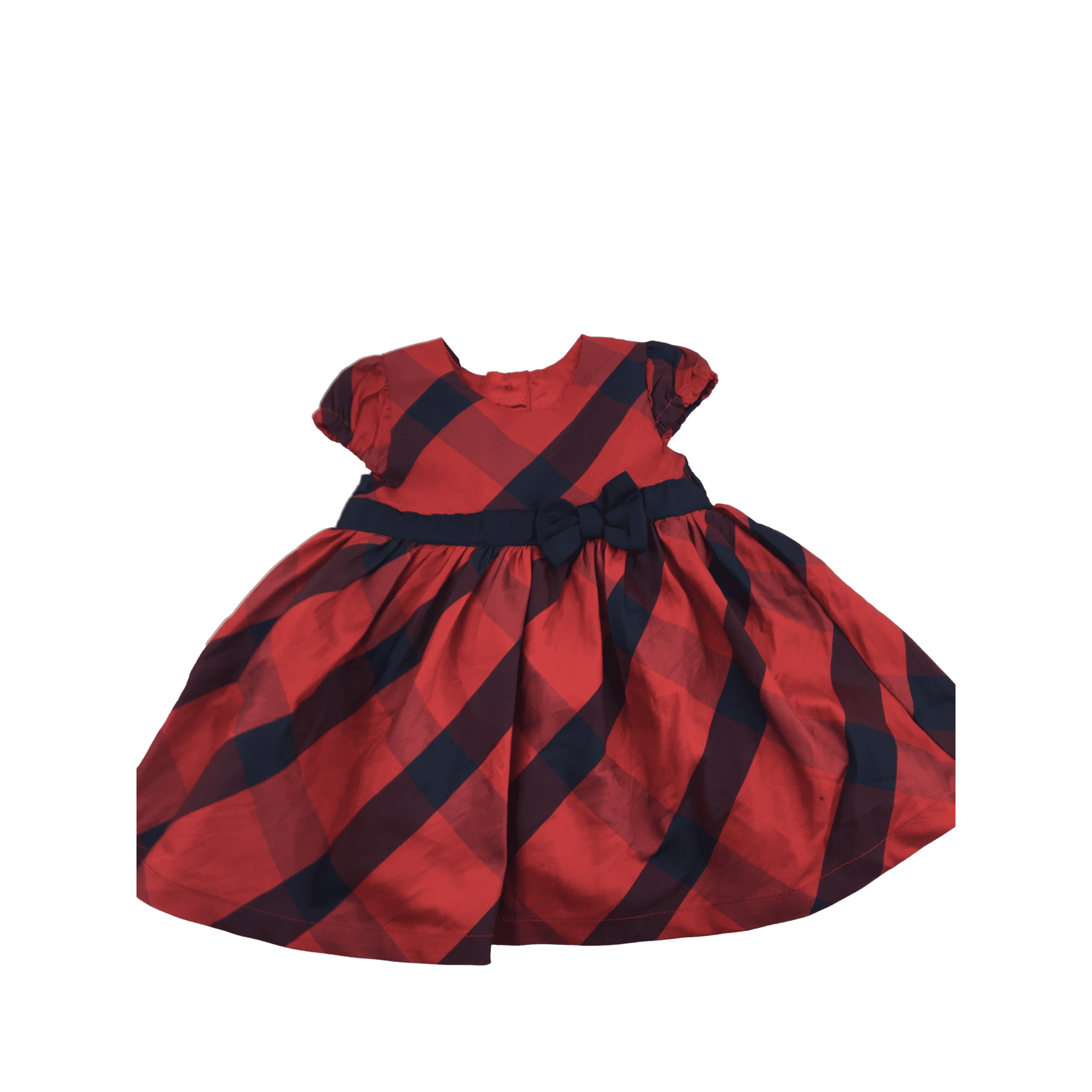 3-6M Red & Blue Taffeta Plaid Dress - Matalan