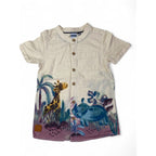 6-7Y Beige Animal Button Shirt - Earthchild