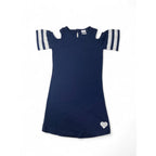 7-8Y Navy Blue & White Cold Shoulder Tunic Dress - Earthchild