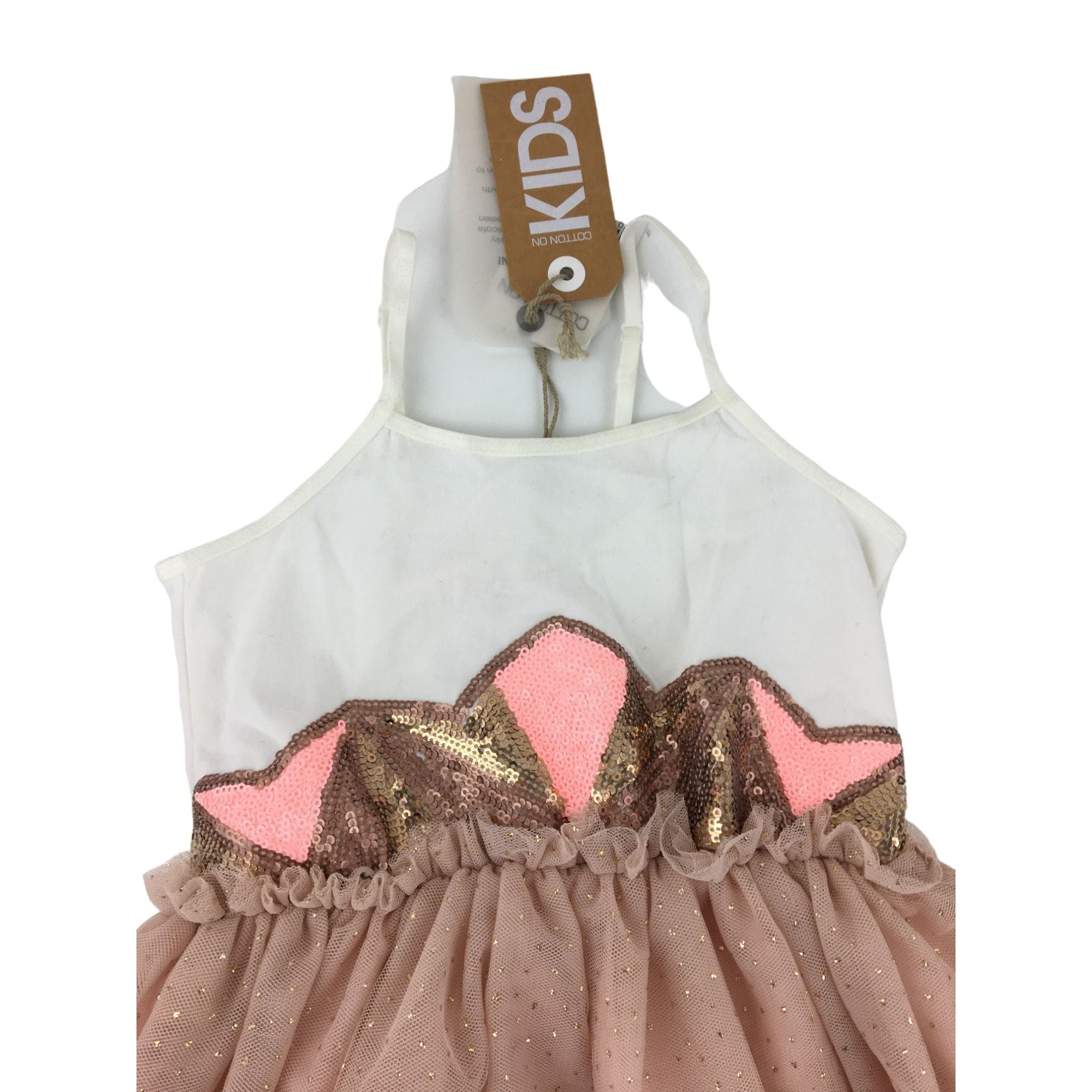 3Y Rose Gold Glitter Tulle Dress - Cotton On