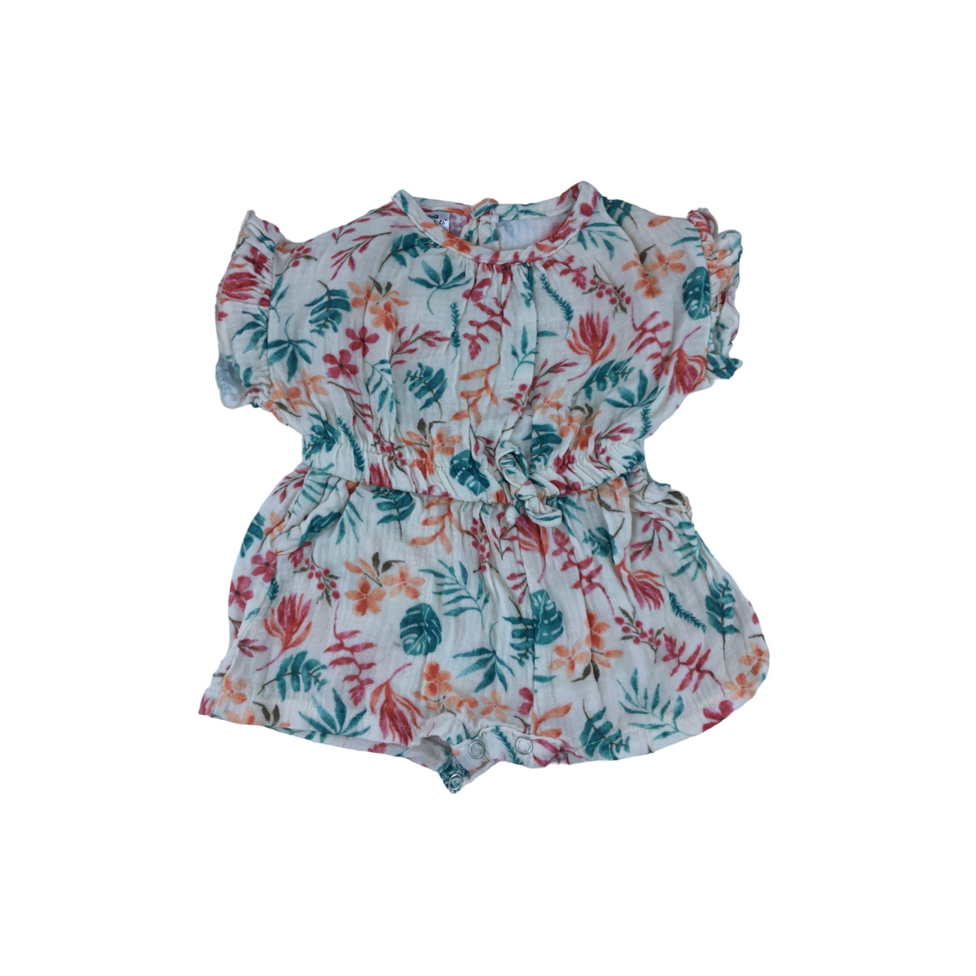 3-6M Cream Autumnal Cotton Gauze Romper - Tiny Tots