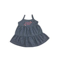 0-3M Blue Denim Embroidered Logo Tiered Strappy Dress - Earthchild