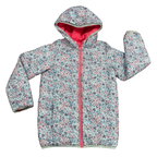 10-11Y Pink & floral reversable puffer jacket with hood - Vertbaudet