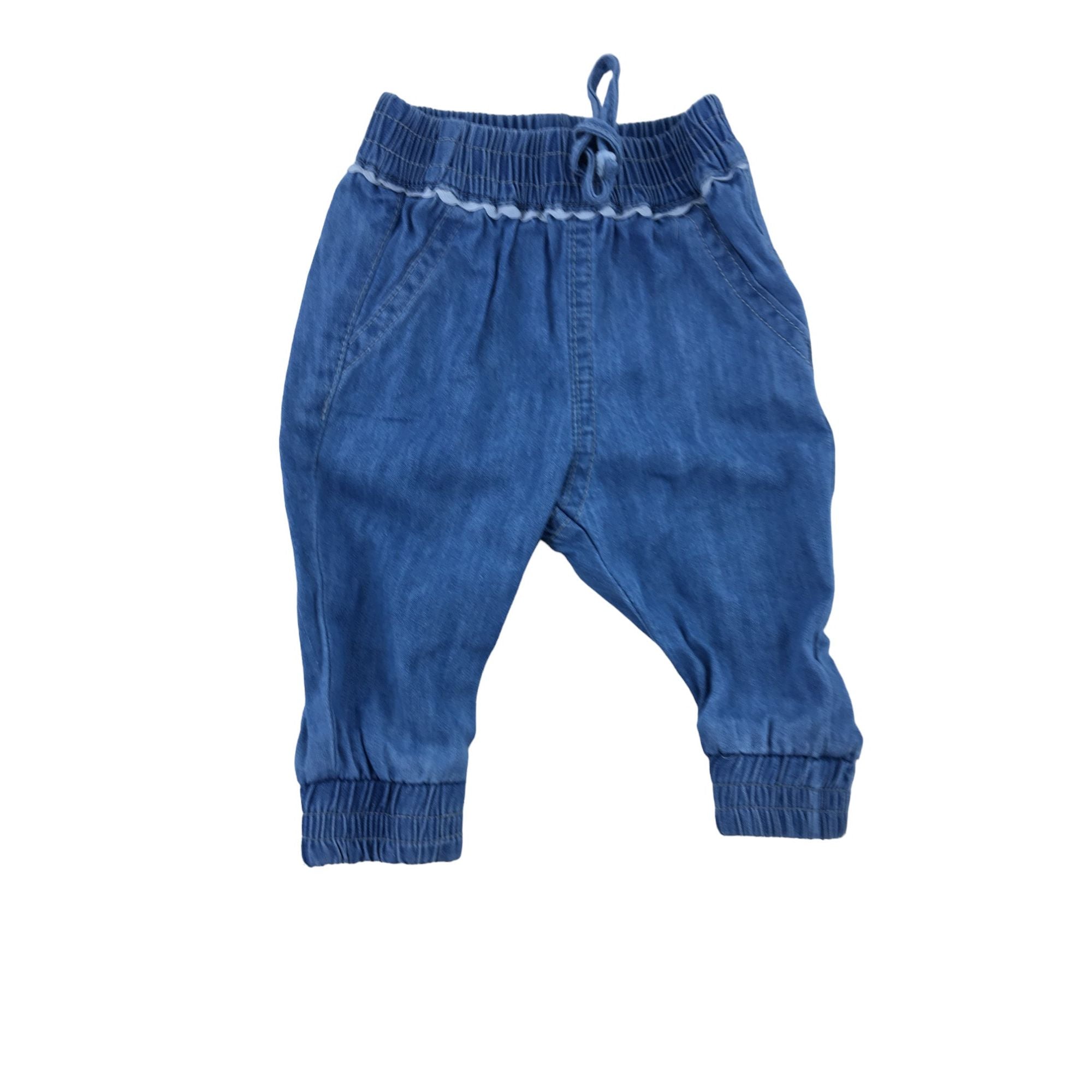 0-3M Light Blue Denim Jogger - Clicks