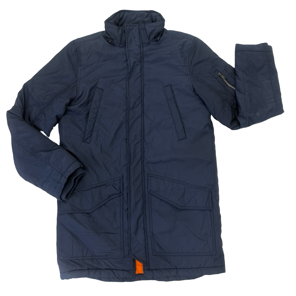 13-14Y Navy & Orange long bomber puffer jacket - H & M 🟢