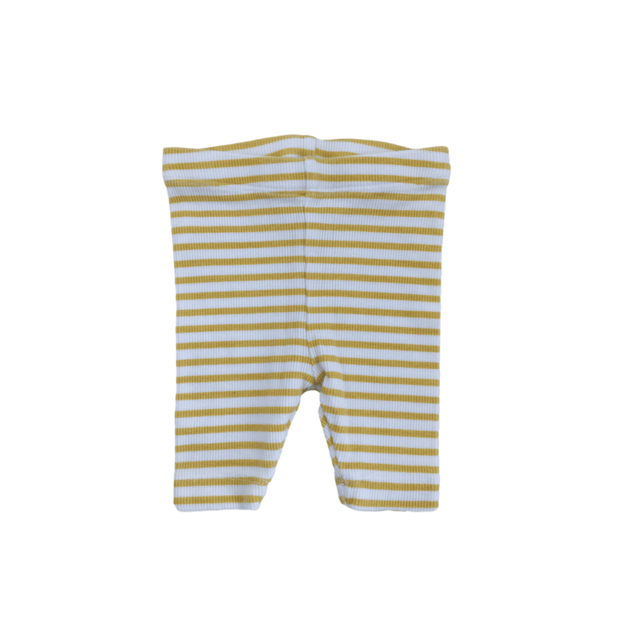 3-6M White & Yellow Stripe Ribbed Leggings - Keedo