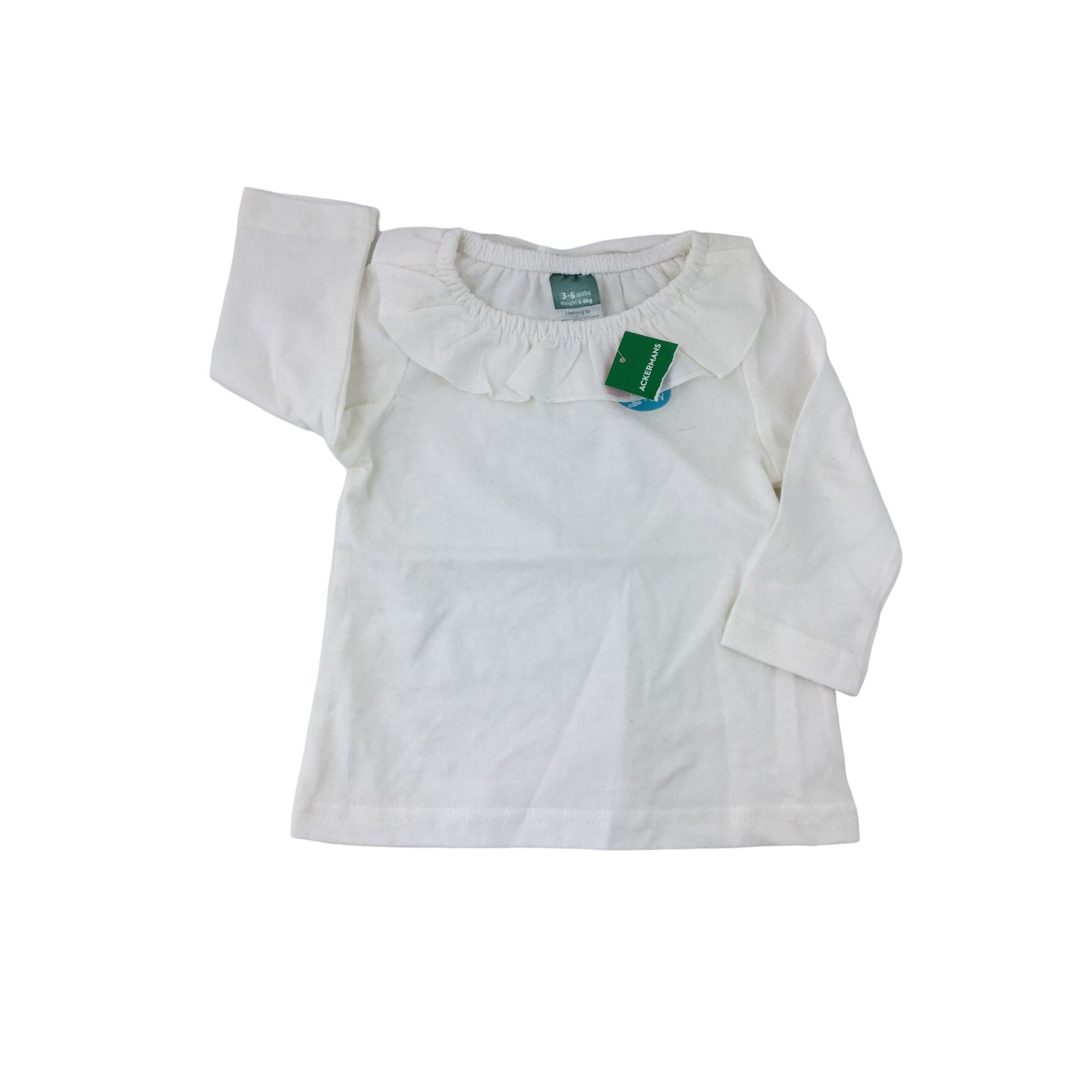 3-6M Cream Frill Collar Top - Ackermans