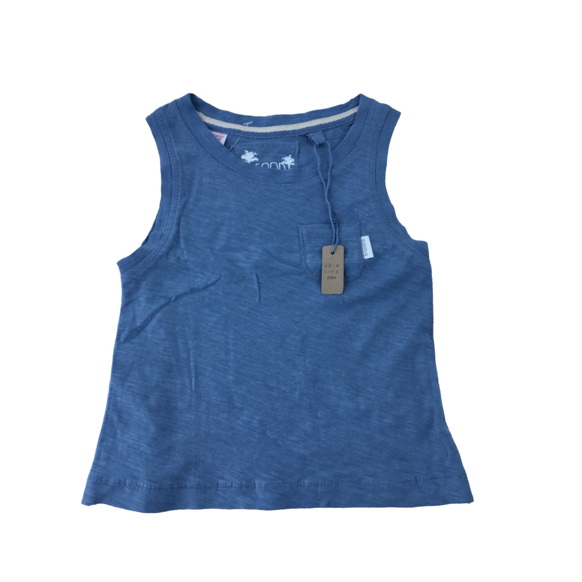 9-12M Dusty Blue Sleeveless Top - Zara