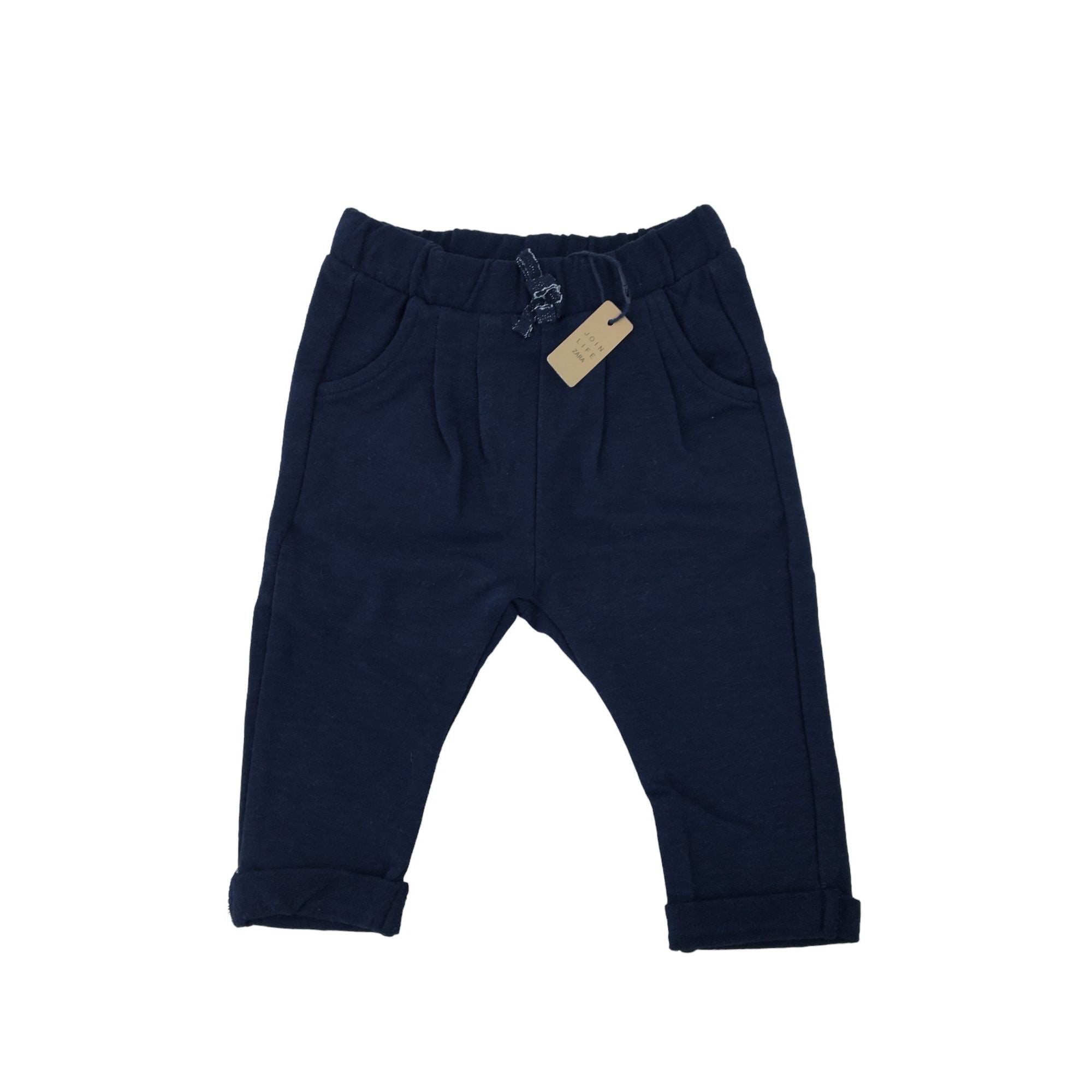 3-6M Navy Blue Pleat Detail Jogger - Zara