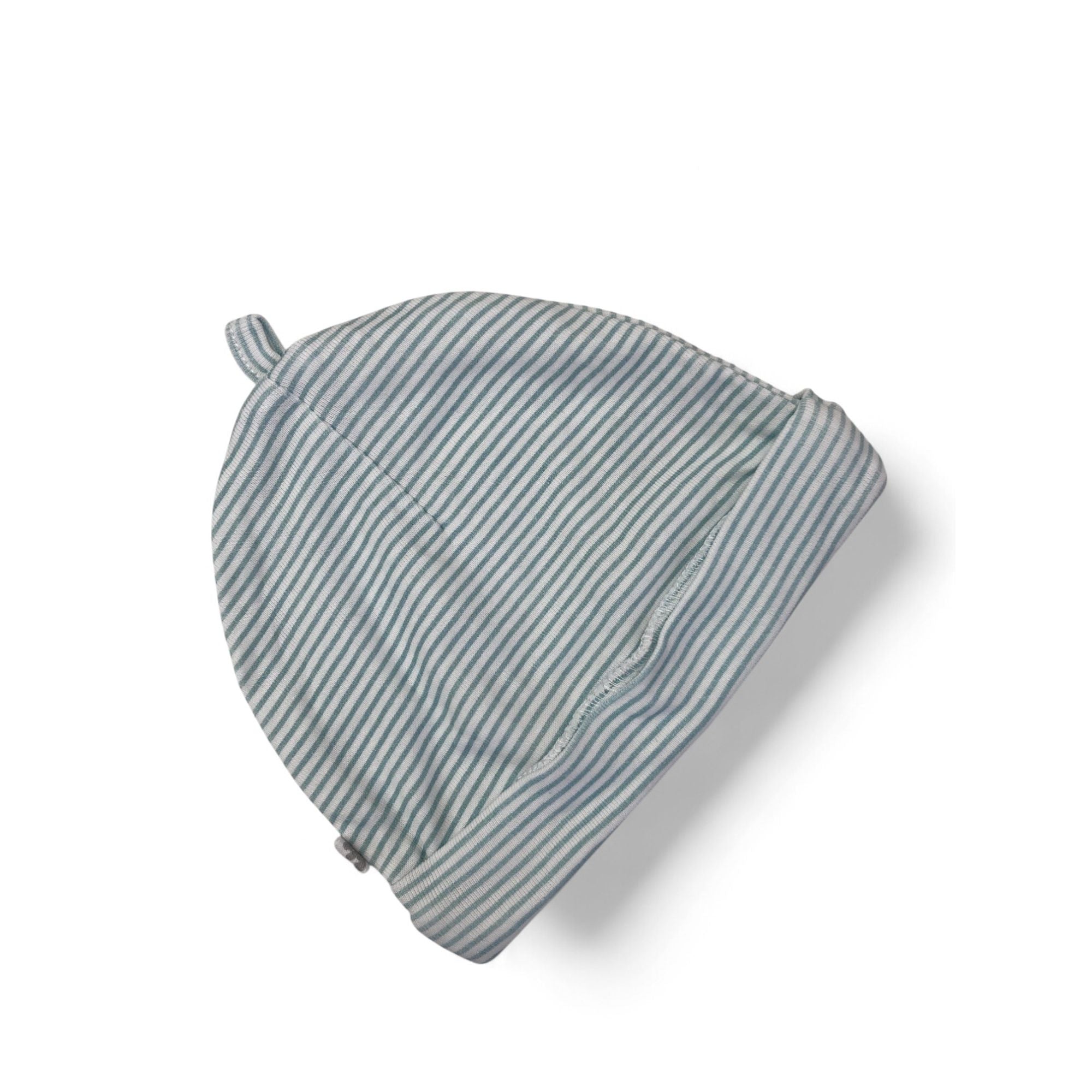 3-6M Aqua & White Stripe Beanie - Woolworths