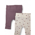 Newborn Mauve & Cream Heart Ribbed Leggings - Woolworths