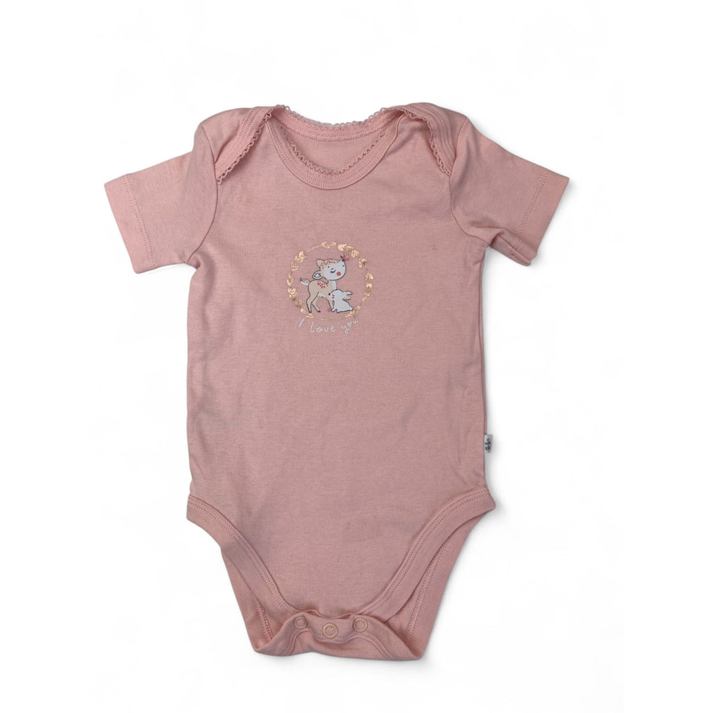 3-6M Peach-Pink Deer Bodysuit - Woolworths