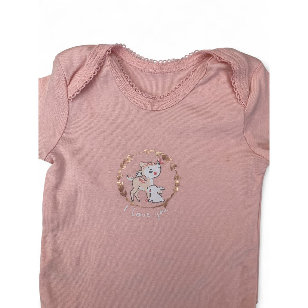 3-6M Peach-Pink Deer Bodysuit - Woolworths