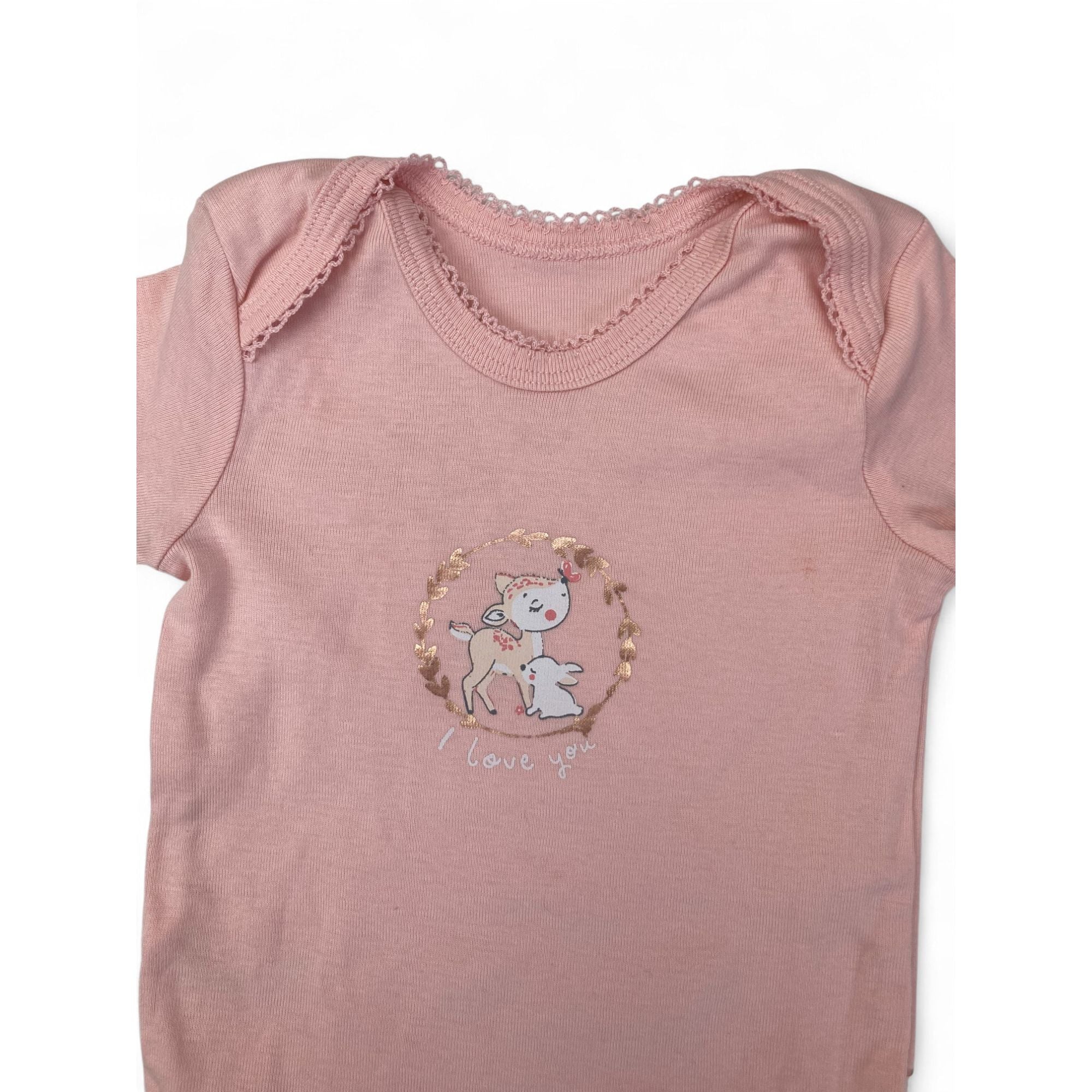 3-6M Peach-Pink Deer Bodysuit - Woolworths
