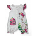 3-6M White & Pink Giraffe Snap Romper - Shein