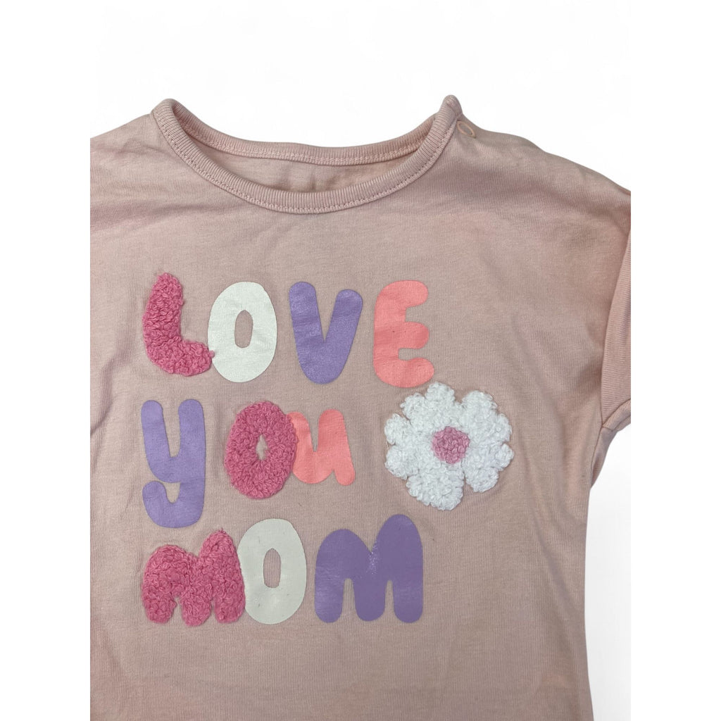 1-3M Pink Tufted "Love You Mom" Batwing Romper - Woolworths