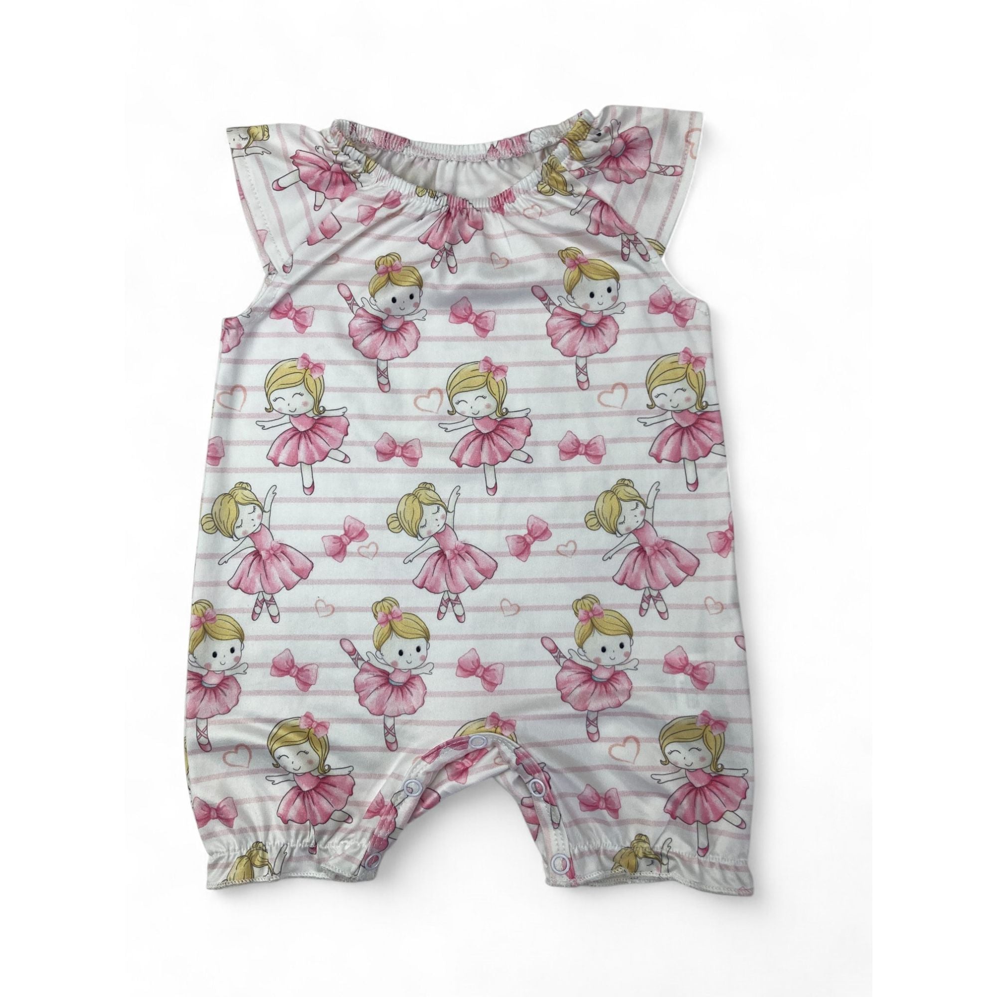 1-3M White & Pink Ballerina Romper - Shein