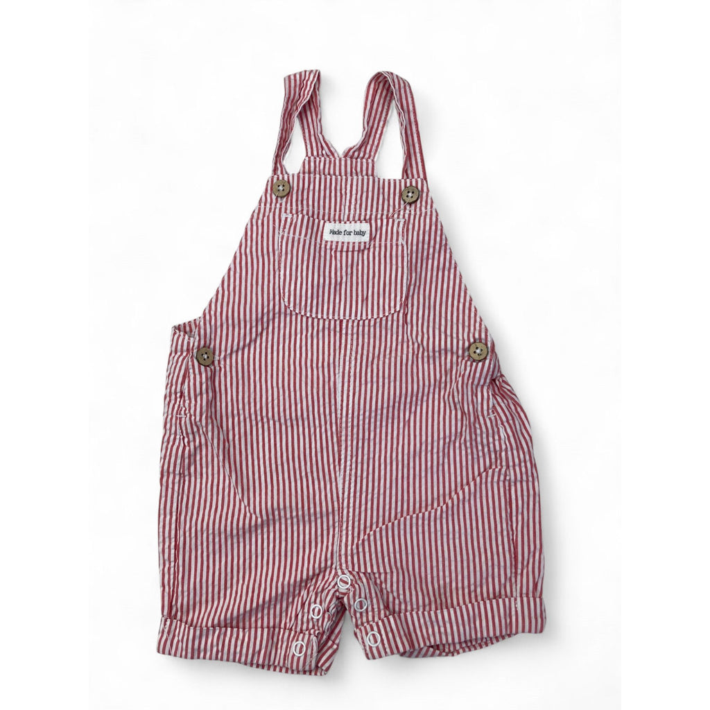 0-3M Red & White Stripe Dungaree - Clicks