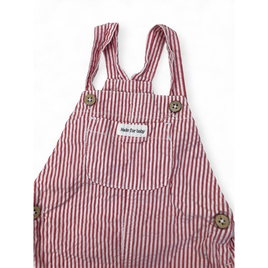 0-3M Red & White Stripe Dungaree - Clicks