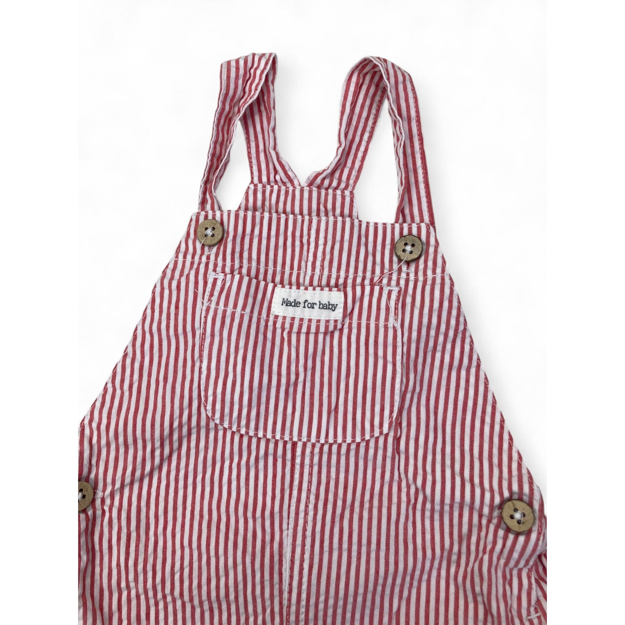 0-3M Red & White Stripe Dungaree - Clicks