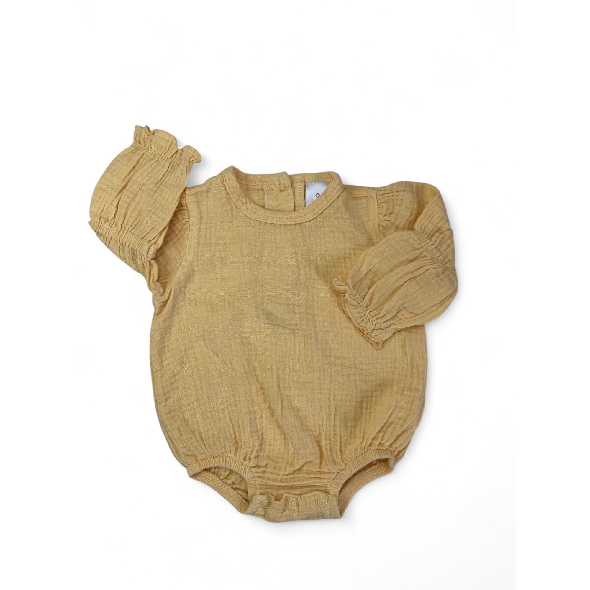 0-3M Daffodil Yellow Cotton Gauze Romper - Clicks