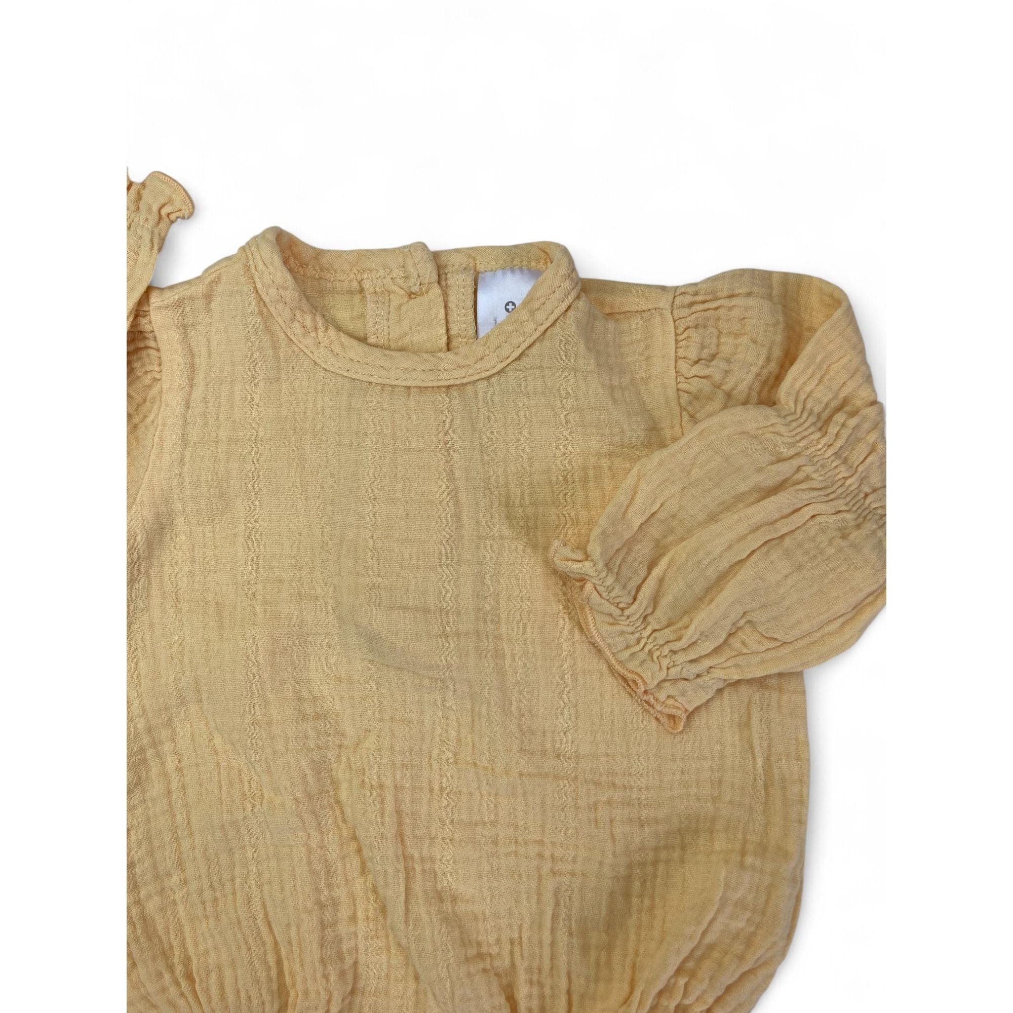 0-3M Daffodil Yellow Cotton Gauze Romper - Clicks
