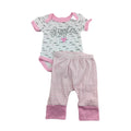 0-3M White & Pink "Giggle" Bodysuit & Stripe Leggings