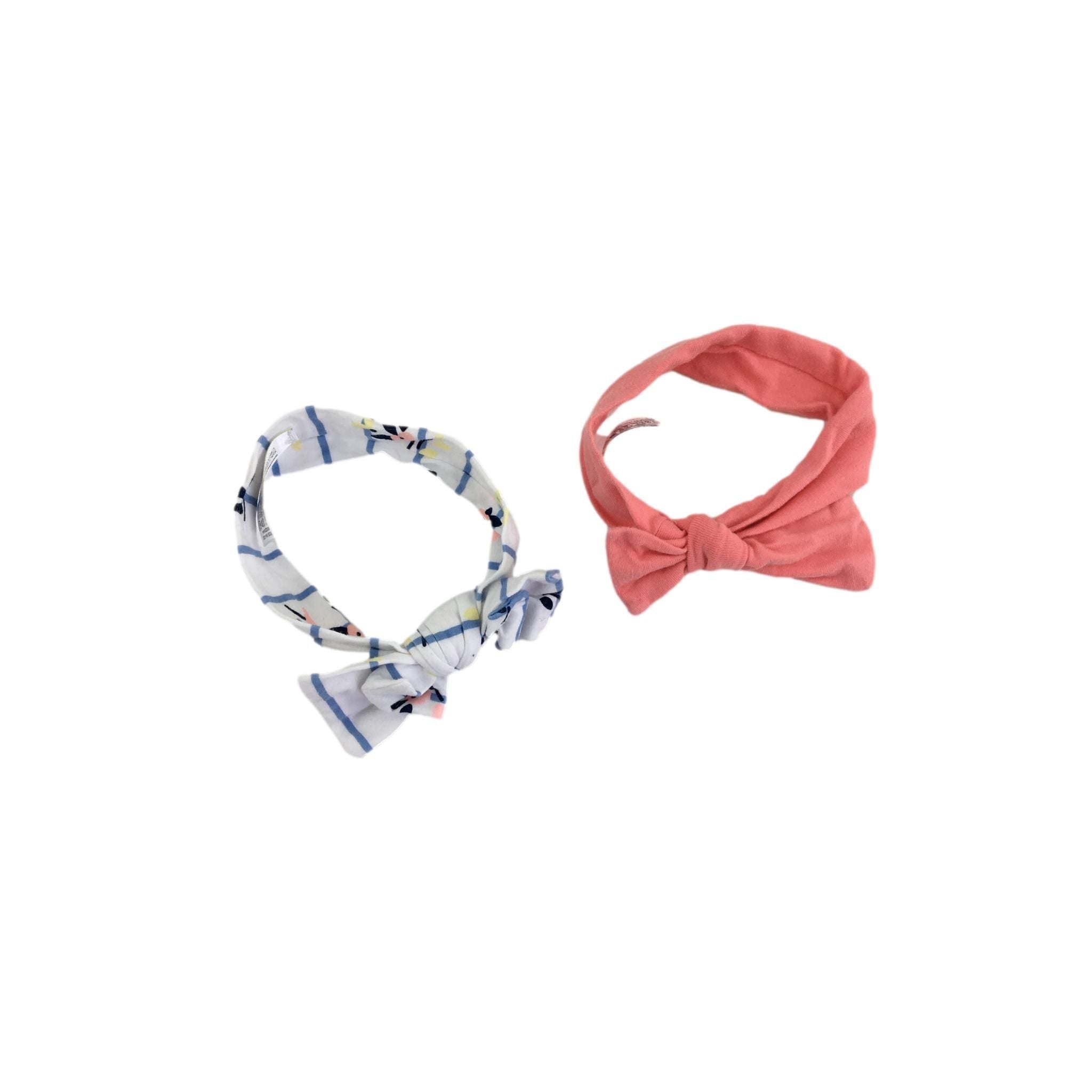 Newborn White Stripe & Coral Headbands - Woolworths