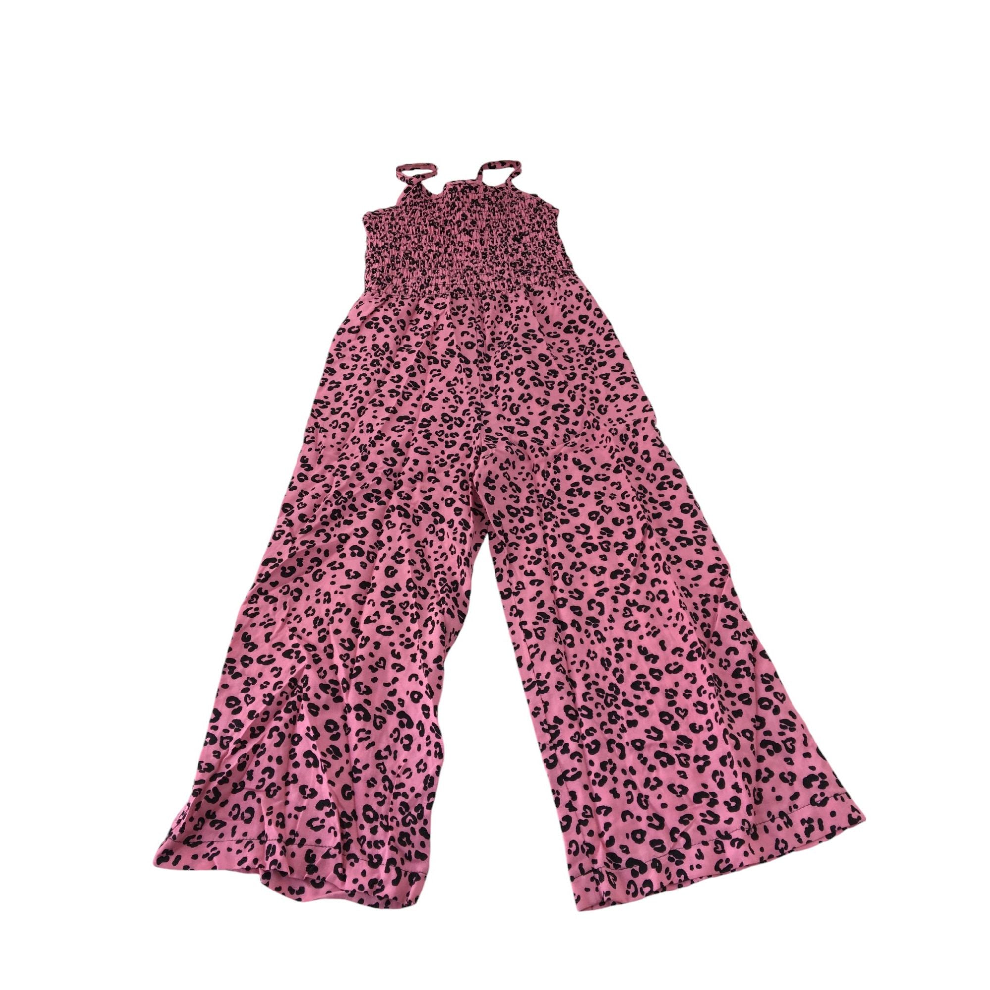 3-4Y Pink & Black Leopard Print Strappy Jumpsuit - Soda Bloc