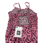 3-4Y Pink & Black Leopard Print Strappy Jumpsuit - Soda Bloc