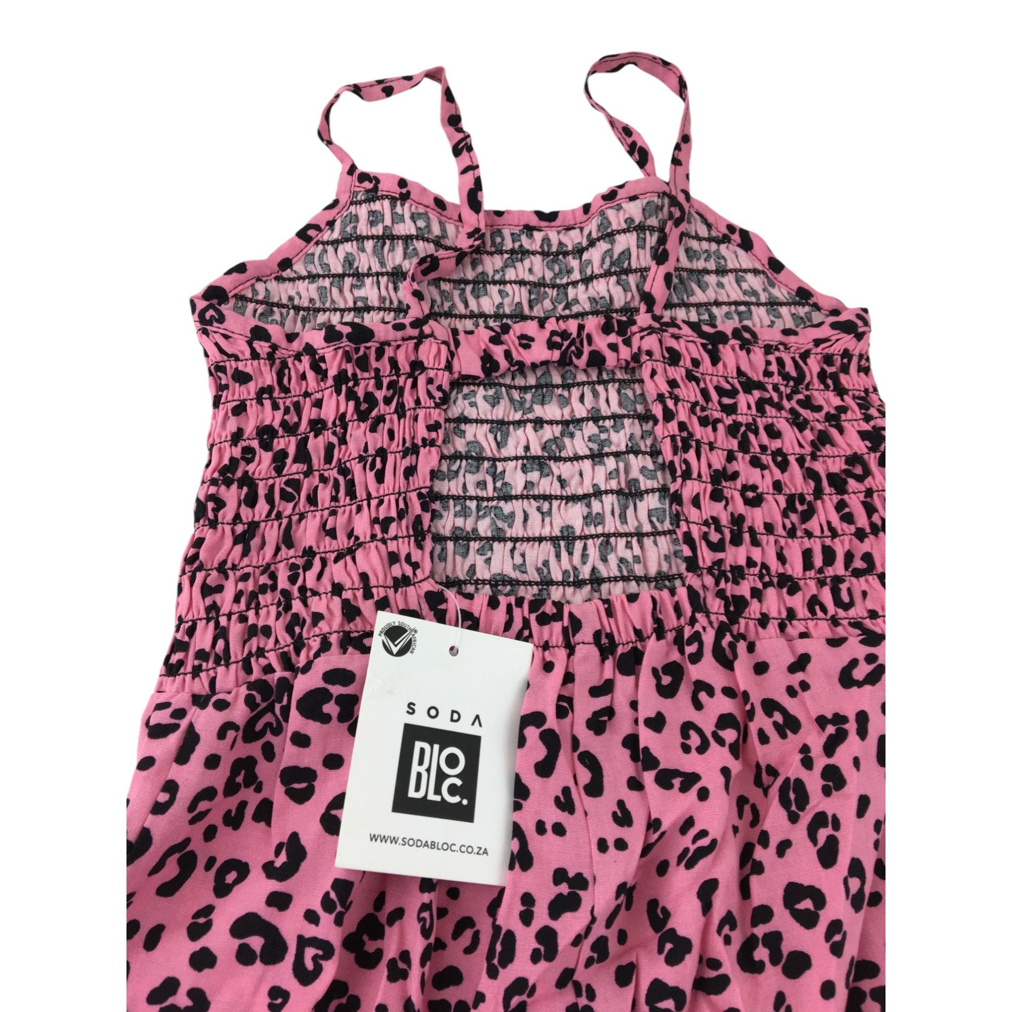 3-4Y Pink & Black Leopard Print Strappy Jumpsuit - Soda Bloc