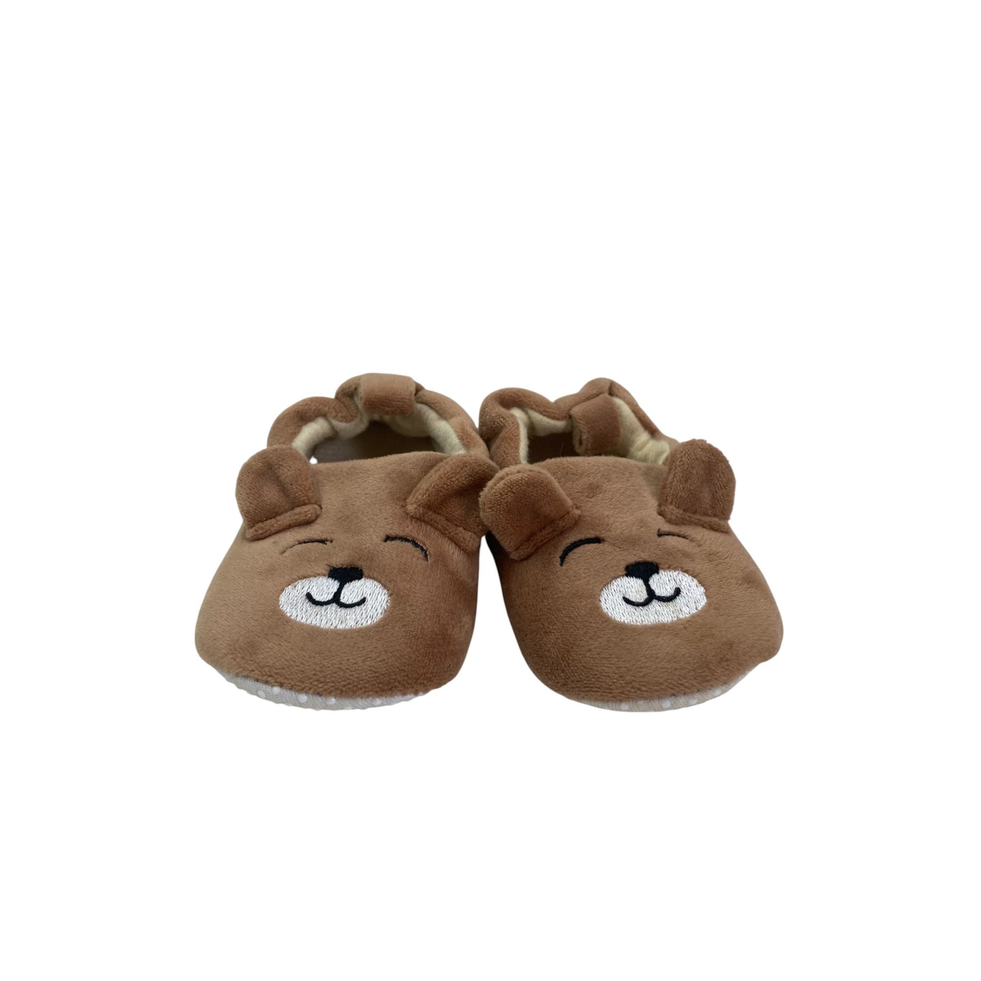 Size 2 - Brown Velour Mouse Slippers