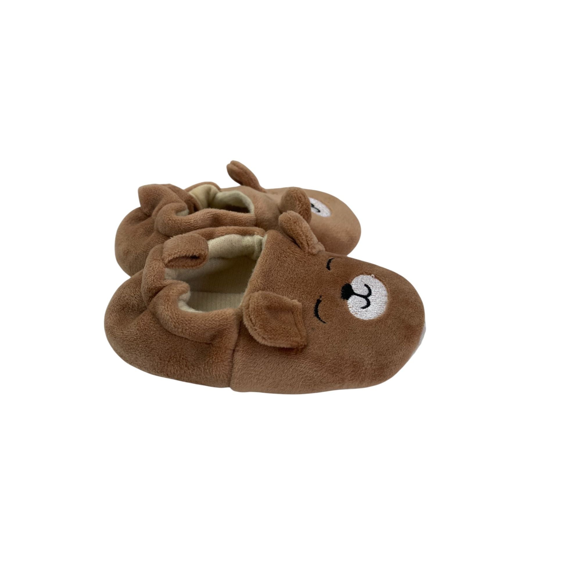 Size 2 - Brown Velour Mouse Slippers