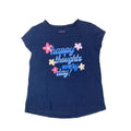 6Y Navy Blue Flower "Happy Thoughts Every Day" T Shirt - Woolworths