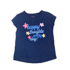 6Y Navy Blue Flower "Happy Thoughts Every Day" T Shirt - Woolworths