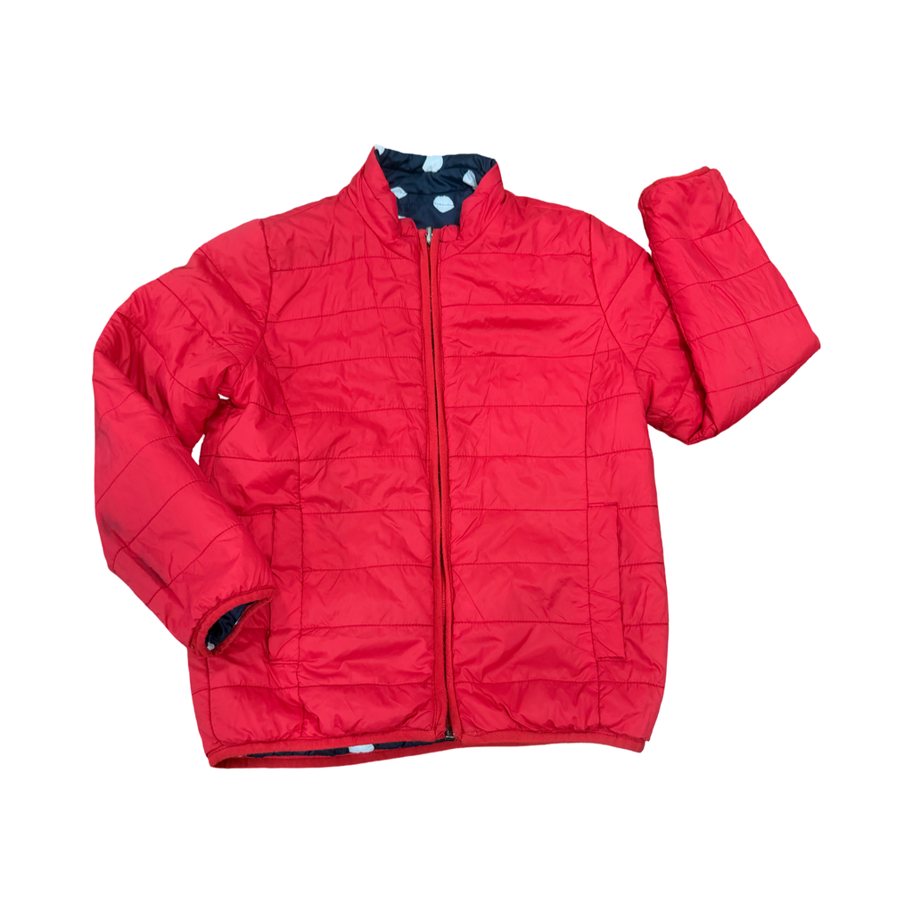 7-8Y Reversible Navy & Red Polkadot puffer jacket - TCM 🟡