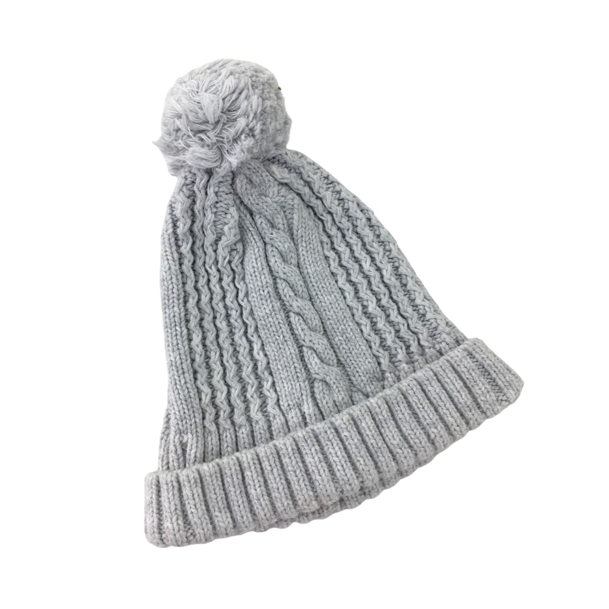 1-3M Light Grey Cable Knit Pompom Beanie - Woolworths