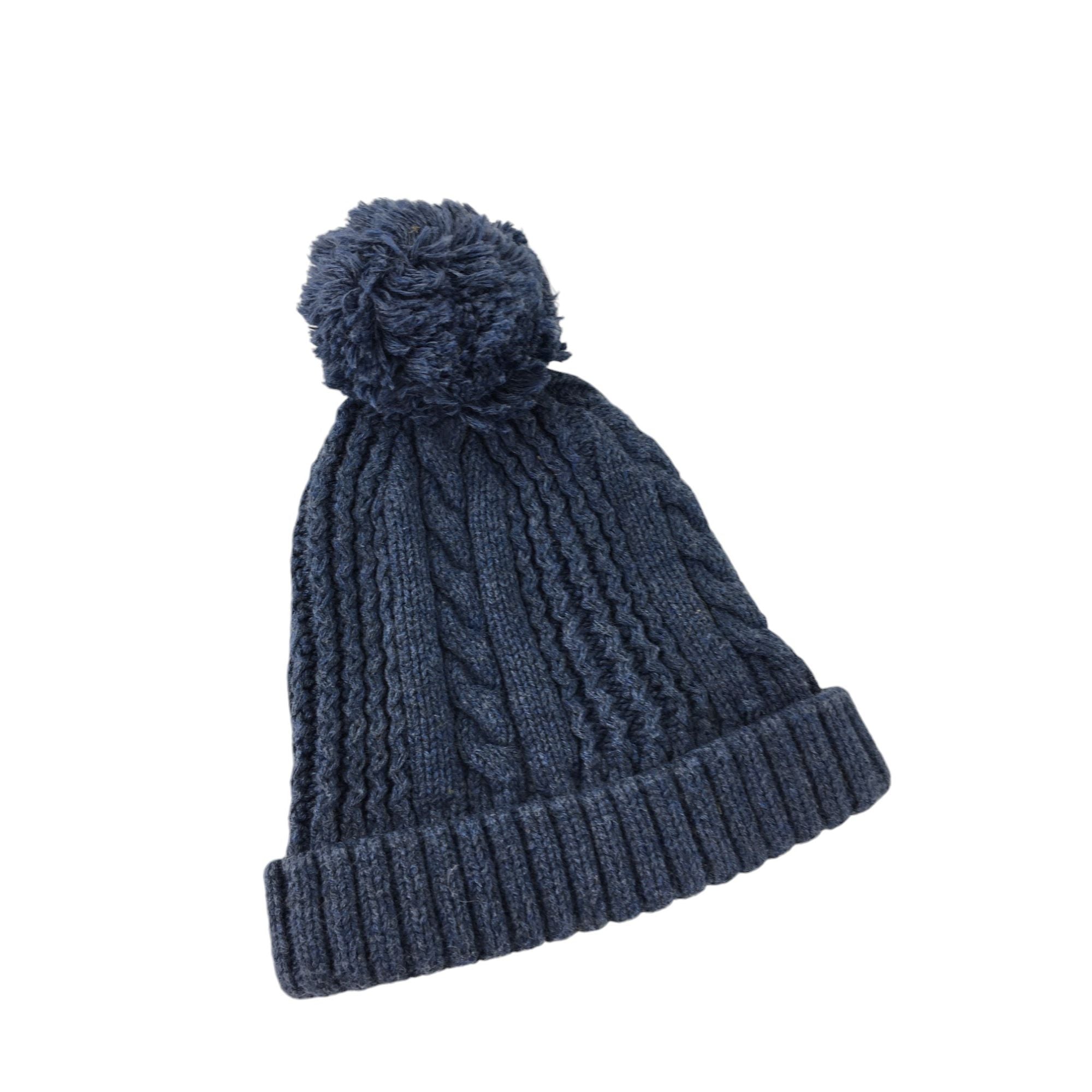 1-3M Dusty Blue Cable Knit Pompom Beanie - Woolworths