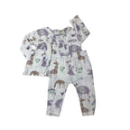 3-6M White & Lilac Animal Sleep Set - Tiny Tots
