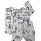 3-6M White & Lilac Animal Sleep Set - Tiny Tots
