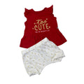 1-3M White & Red "Too Cute" Peplum Top & Shorts - Woolworths