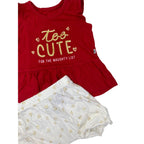 1-3M White & Red "Too Cute" Peplum Top & Shorts - Woolworths