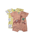 3-6M Yellow Daisy & Peach Dinosaur Rompers - Ackermans