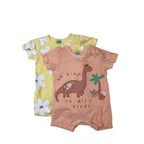 3-6M Yellow Daisy & Peach Dinosaur Rompers - Ackermans