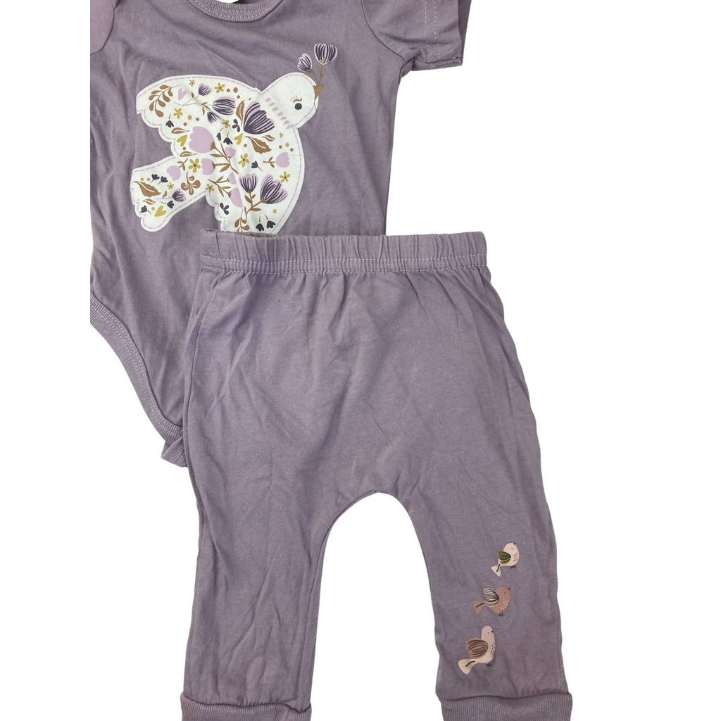 3-6M Lilac Bird Bodysuit & Leggings - Tiny Tots