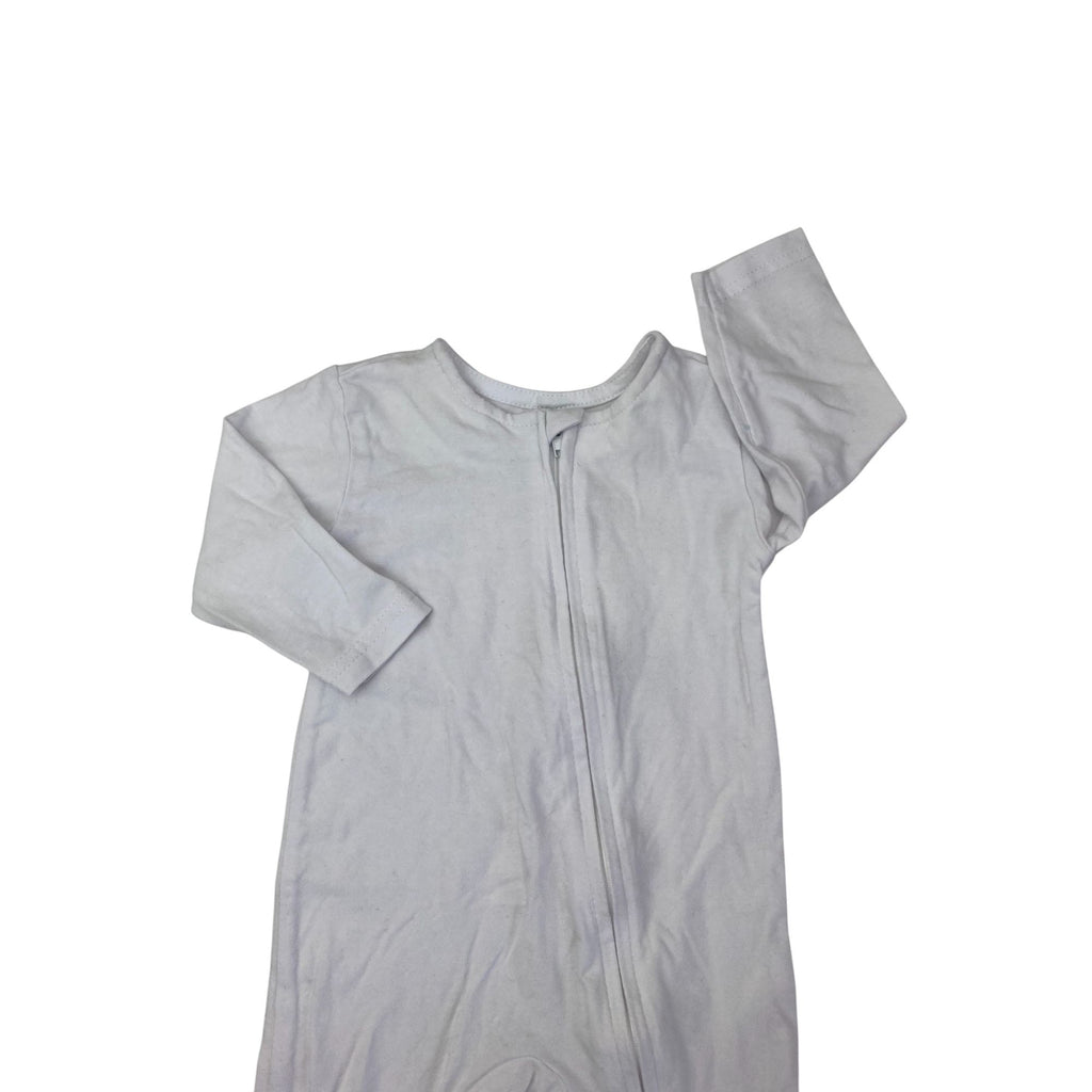 0-3M White Zip Onesie - Ackermans