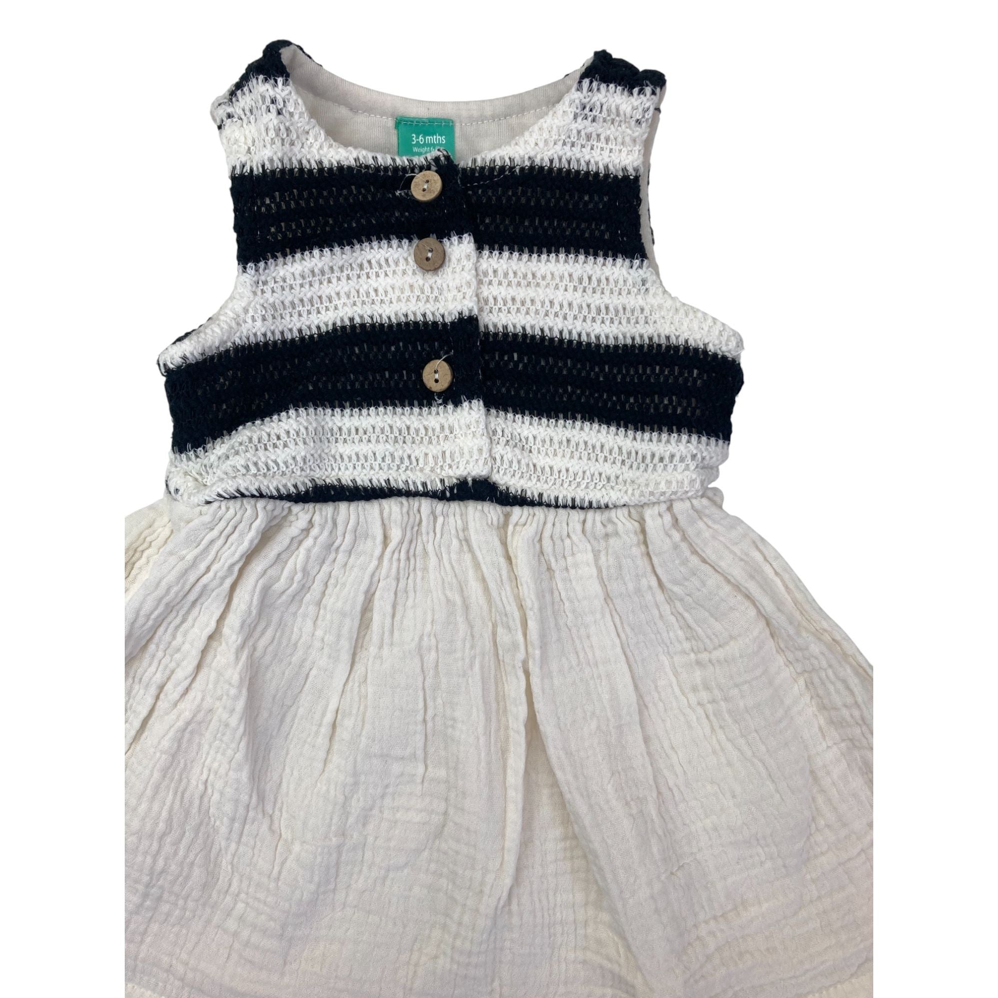 3-6M White & Black Crochet Bodice Dress - Ackermans