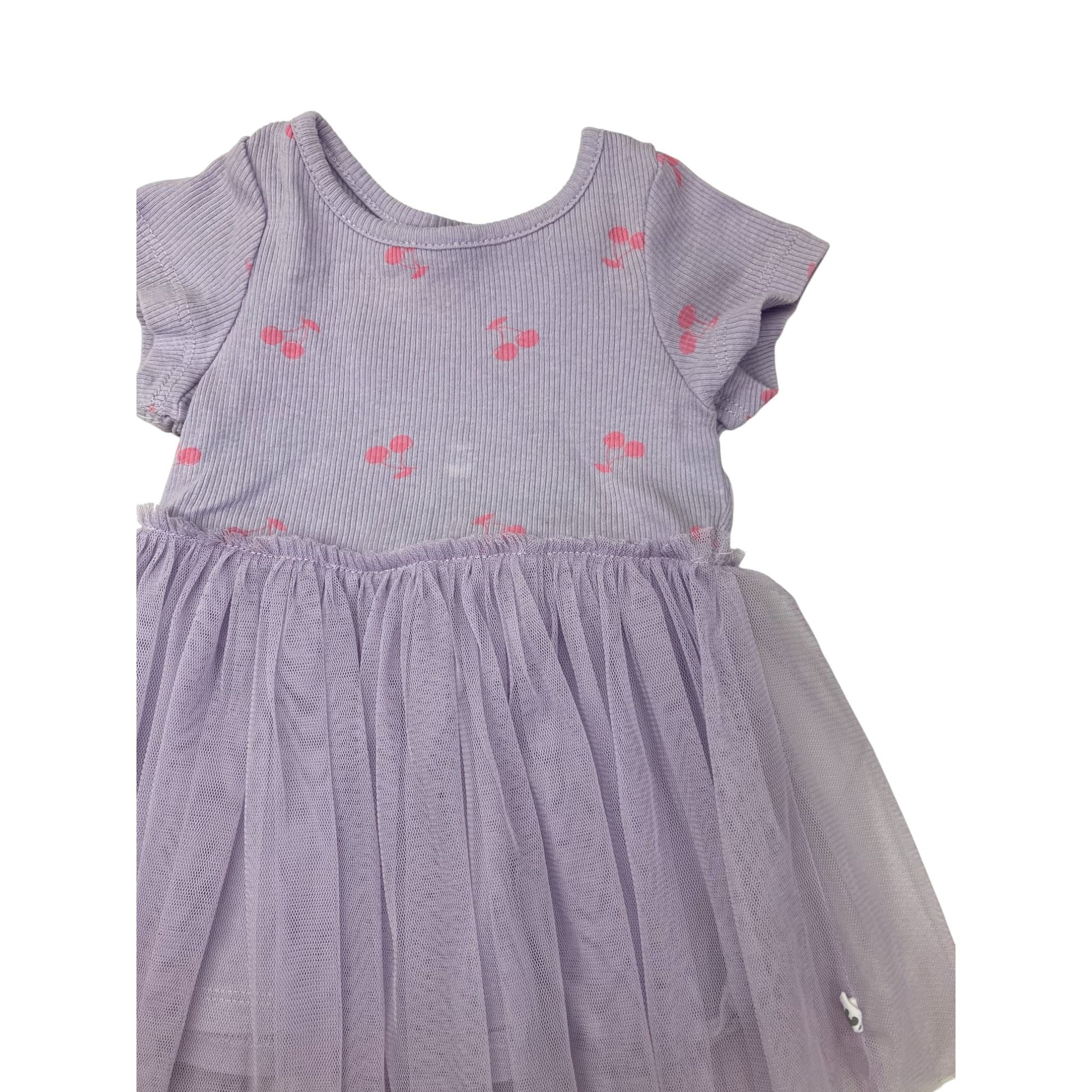 1-3M Lilac & Pink Cherry Tulle Dress - Cotton On