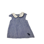 3-6M Blue & Cream Collared Tunic Dress - Clicks
